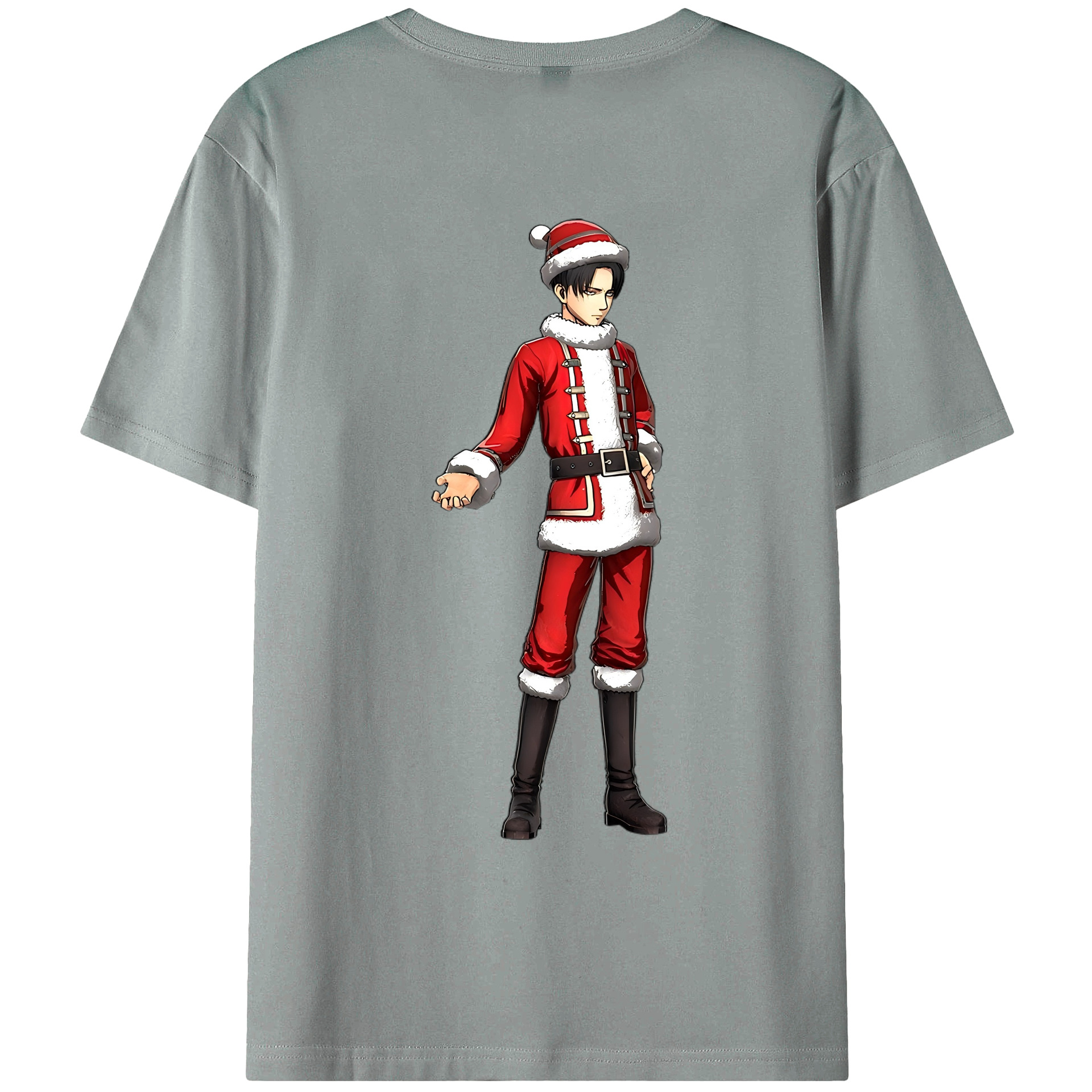 （画像用） 進撃の巨人 リヴァイ·アッカーマン Attack on Titan Levi Ackerman 綿100％ メンズ半袖Tシャツ（バックプリント） 通気性
